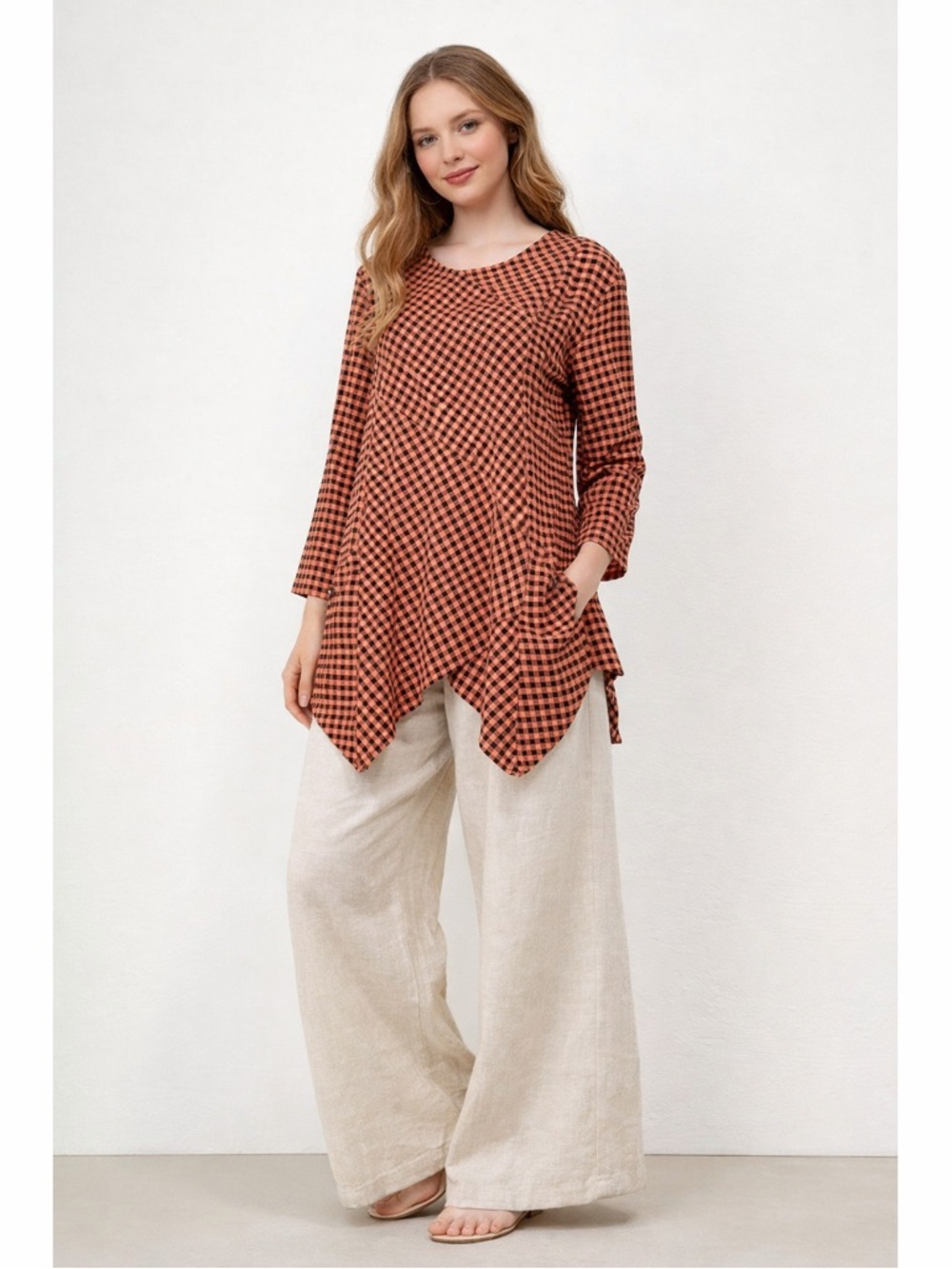 Mill Valley | Gingham Checkered Asymmetrical Tunic